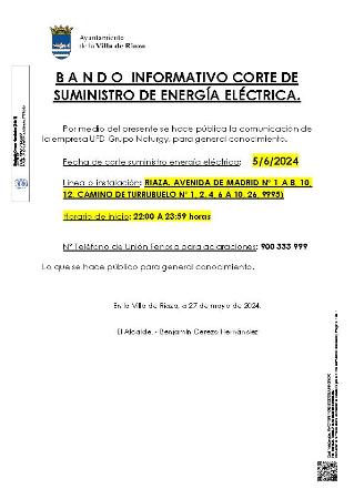 Imagen CORTE DE SUMINISTRO DE ENERGÍA ELÉCTRICA.